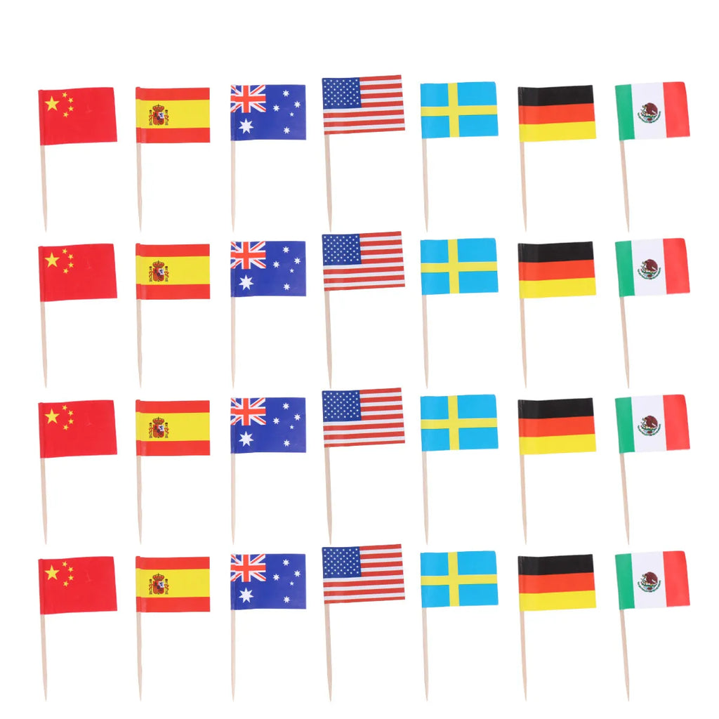 World Flag Fruit Picks National Flags Sticks Dessert Cocktail Toppers