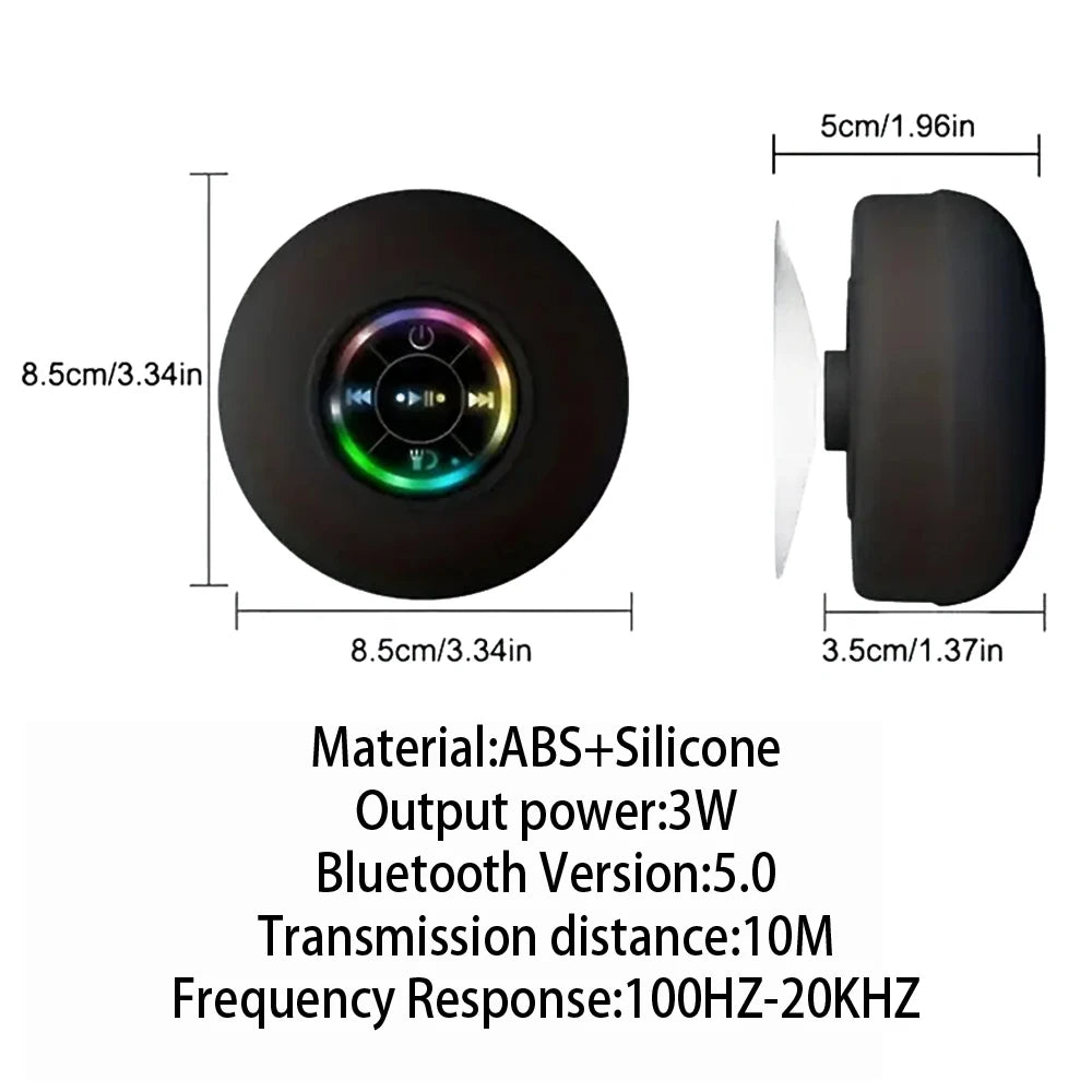 Portable Wireless Bluetooth Speaker LED Light IPX4 Waterproof Loudspeaker Outdoor Bathroom Large Suction Cup Stereo Sound Box Zpaxo