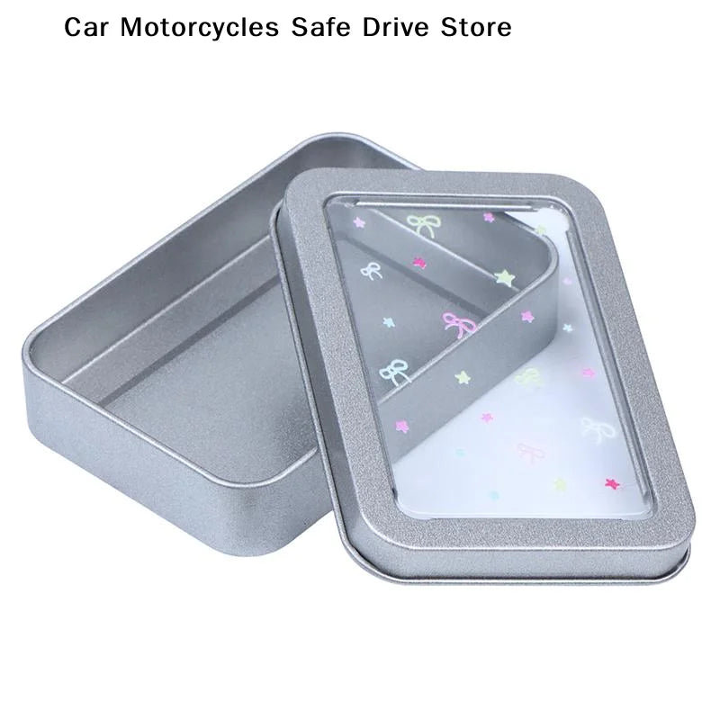 M2PCS Colorful Star Earring Storage Tin Box Four Leaf Clover Design
