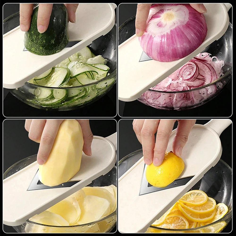 Handheld Vegetable Slicer With Brush Multifunctional Grater Slicing Tool for Cabbage Cucumber Potato Chips Fruit Cheese Grater Zpaxo