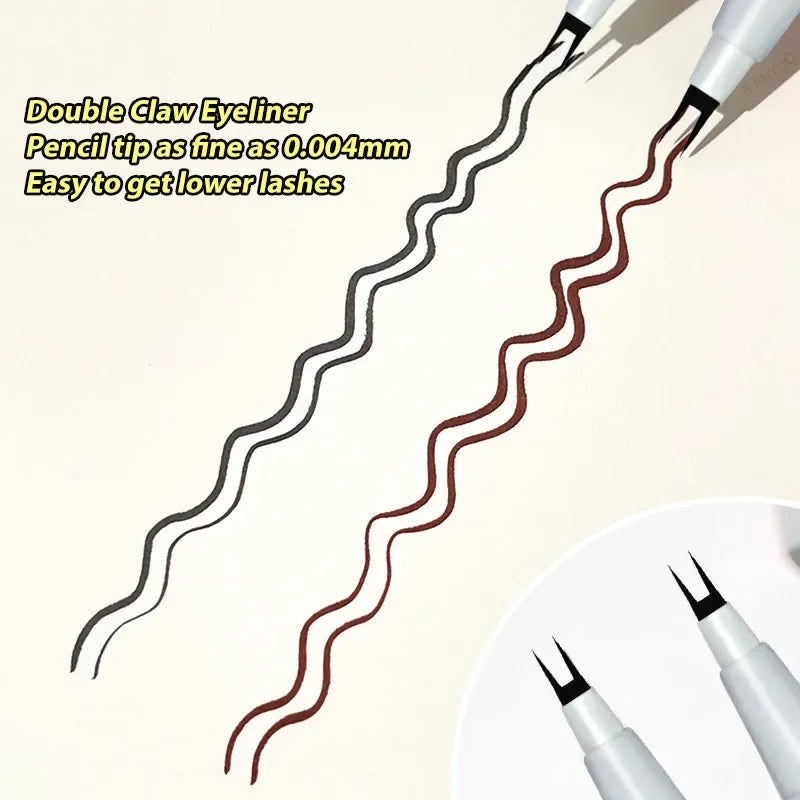 Double Forked Tip Lower Lash Pen Ultra-thin 2 Fork Liquid Eyeliner Zpaxo