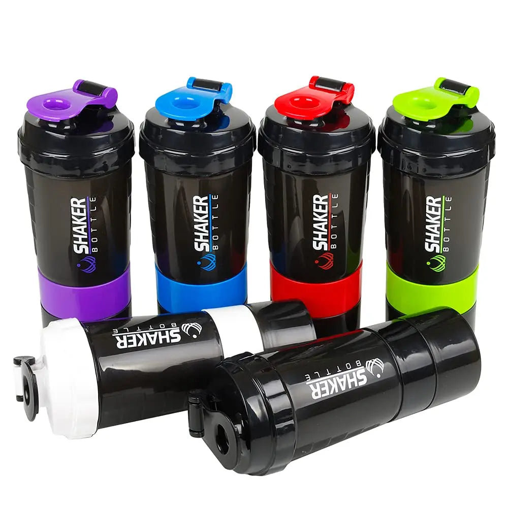 Large Capacity 3 Layers Protein Shaker Bottle with Mixing Cup for Body Building Exercise Water Shaker Cup Powder Shake Mixer Zpaxo