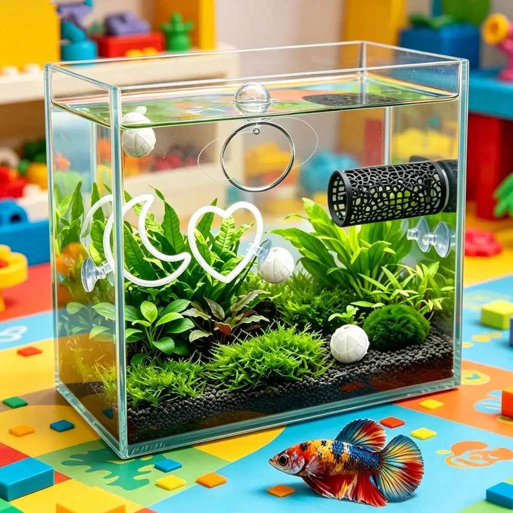 Betta Enrichment Toys 7 Training Moon Heart-shaped Ring Tank Decor
