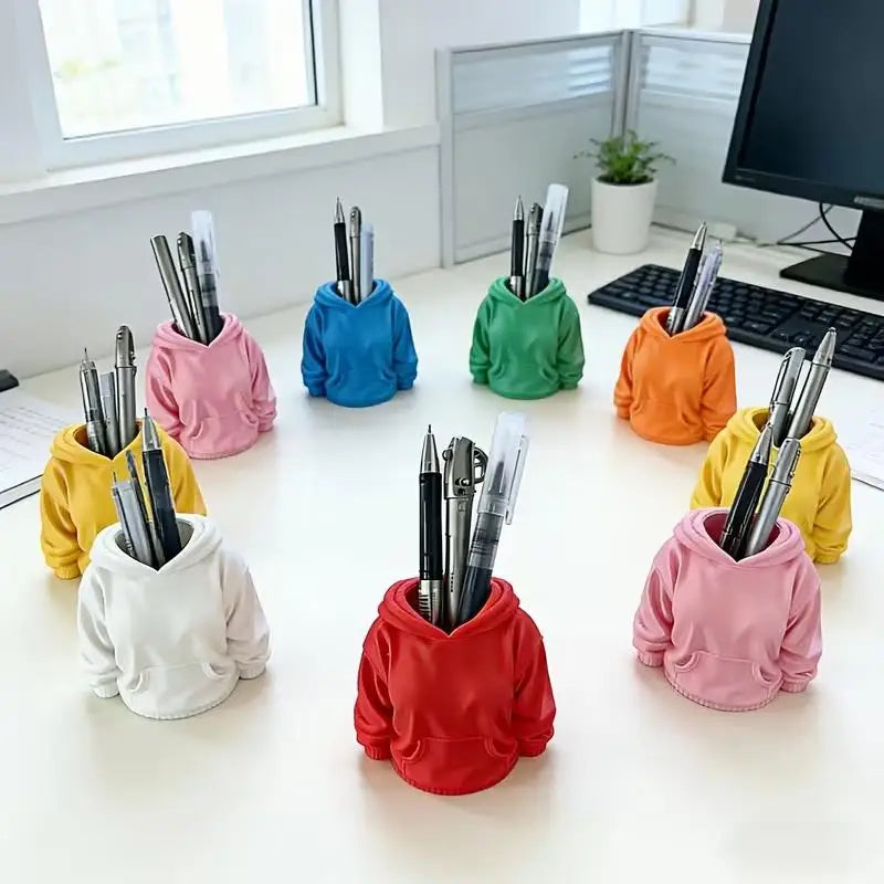 1pcs random Hooded Sweatshirt Pen Holder – Multi-Color Desk Organizer, for Pens & Stationery, Decorative Storage Zpaxo