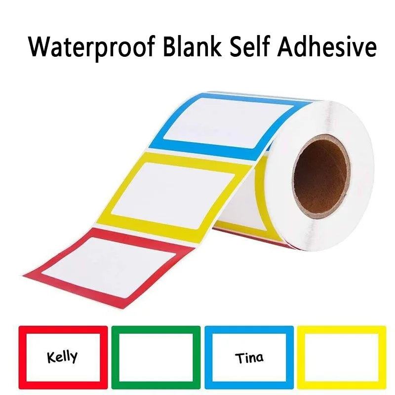 1 Roll 250Pcs Colorful Blank Handwritten Name Stickers Labels Children School Teacher Offer Stationery Sticker Water Bottle Desk Zpaxo
