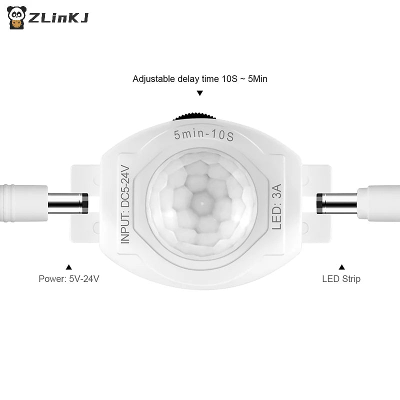 Time Delay Adjustable Infrared Sensor Light Switch For LED Strip DC12V 24V Infrared Induction Detector LED Motion Sensor Switch Zpaxo