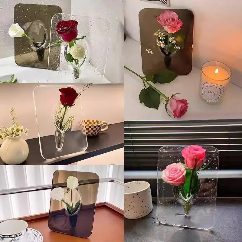 Frame Flower Vase Clear Acrylic Flowers Modern Art Vases Home Decor Zpaxo