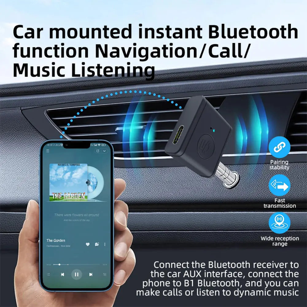 Bluetooth 5.3 AUX Receiver – 3.5mm Wireless Car Audio Adapter Bluetooth AUX Receiver Zpaxo