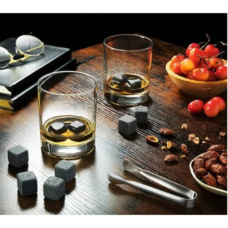 Natural Granite Whiskey Stones 9-Pack – No-Dilution Drink Chillers
