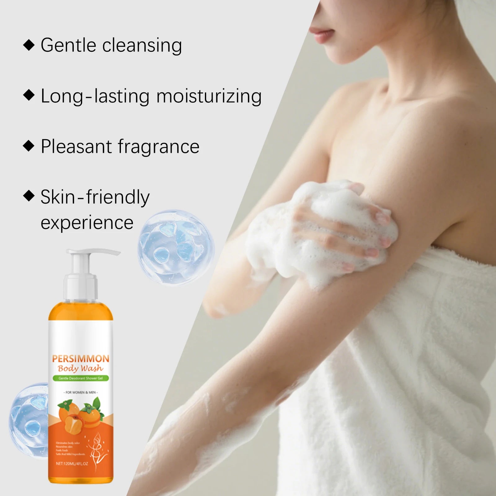 Persimmon Nourish Body Wash – Exfoliating Hydrating Shower Gel Exfoliating Shower Gel Zpaxo