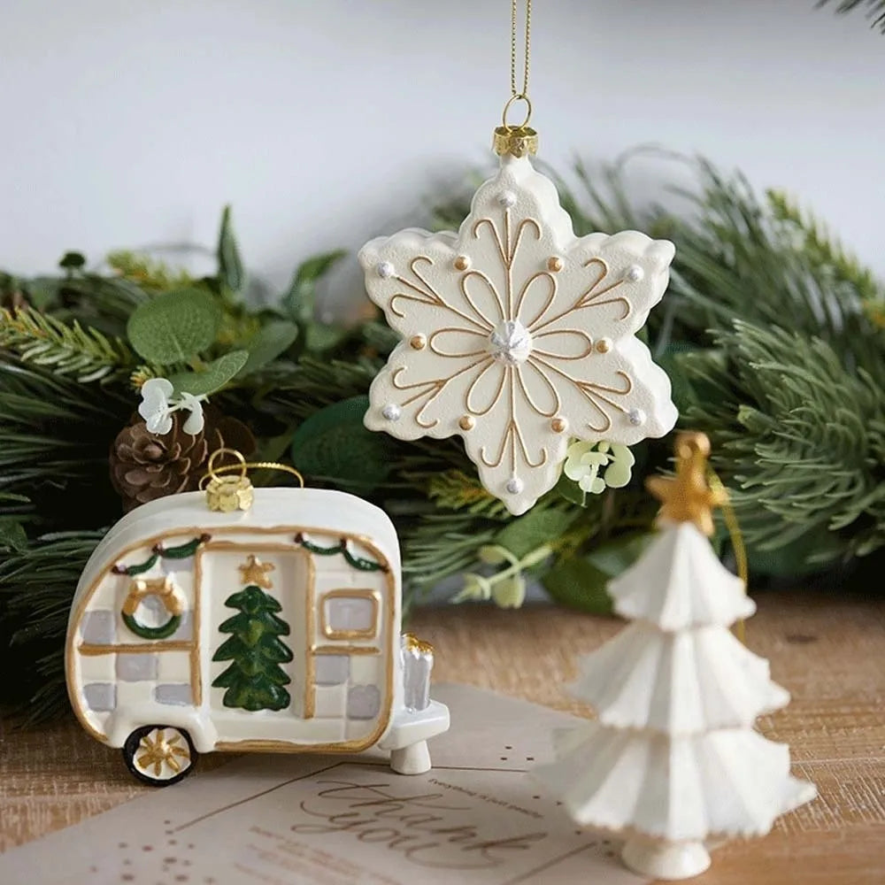 PVC Christmas Hanging Ornament House Snowflake Xmas Pendant Donut Handmade Christmas Tree Decoration Doorway Zpaxo
