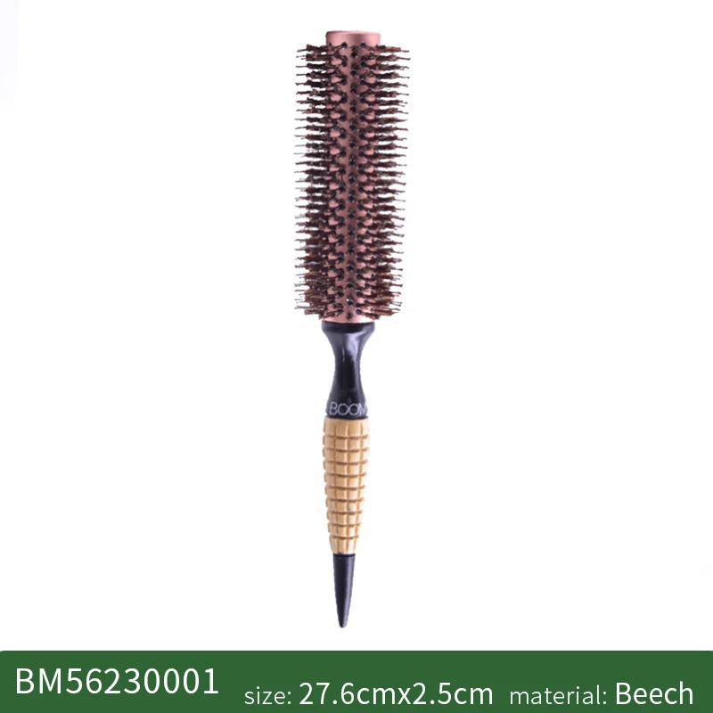Boar Bristles Hair Brush Women Round Barrel Blowing Curling Styling Hair Comb Anti Static Roll Hairbrush Profissional Wood Combs Zpaxo big China Mainland