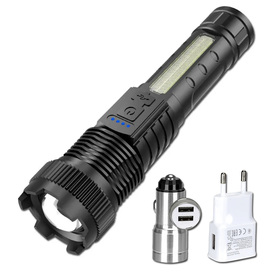 Rechargeable LED Tactical Flashlight – 6 Modes, Zoom, IPX6