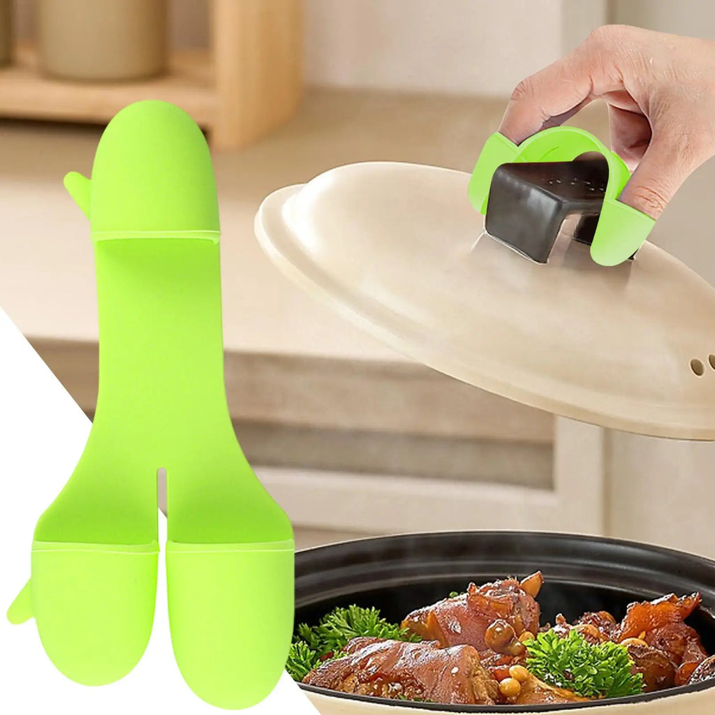 Heat Resistant Oven Gloves Anti Slip Silicone Grip 3 Finger Design