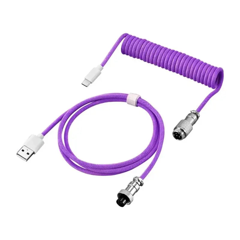 Y1UB Retractable Coiled USB C Keyboard Cable Reinforced Connectors Zpaxo for Purple CN