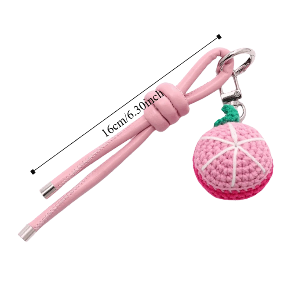 Handmade Knitted Fruit Keychain Fresh Cute Cartoon Crochet Fruit Key Chain Watermelon Kiwifruit Weaved Keyring Zpaxo