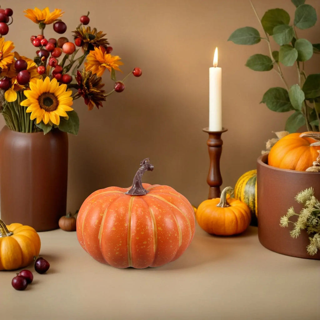 Sturdy Reusable Orange Faux Pumpkin Decor Indoor Outdoor Use Fall