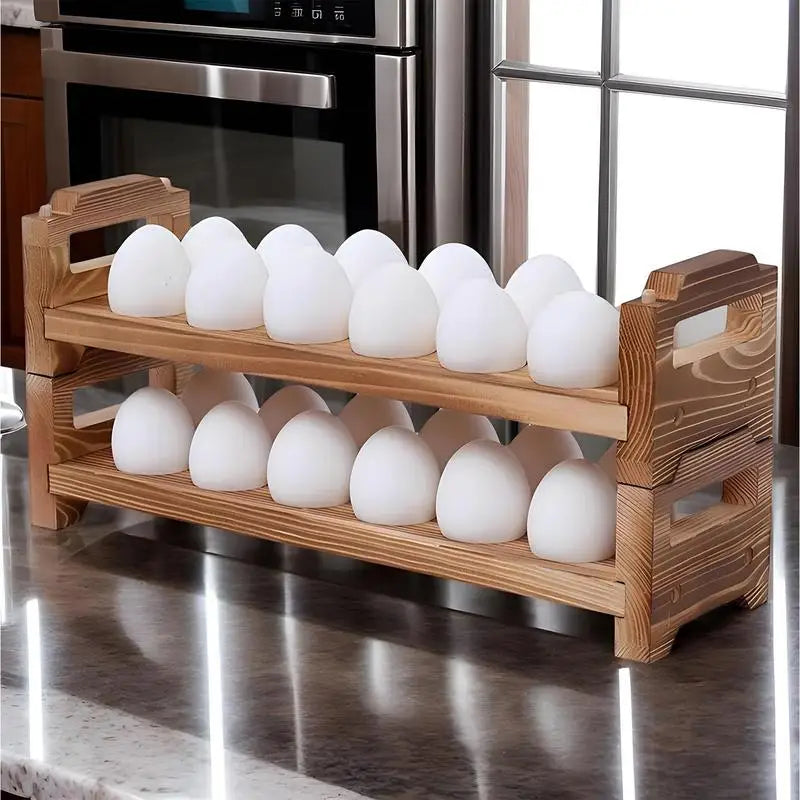 Counter Wooden Egg Holder Collecting Rack Wood Sorter Space Saving