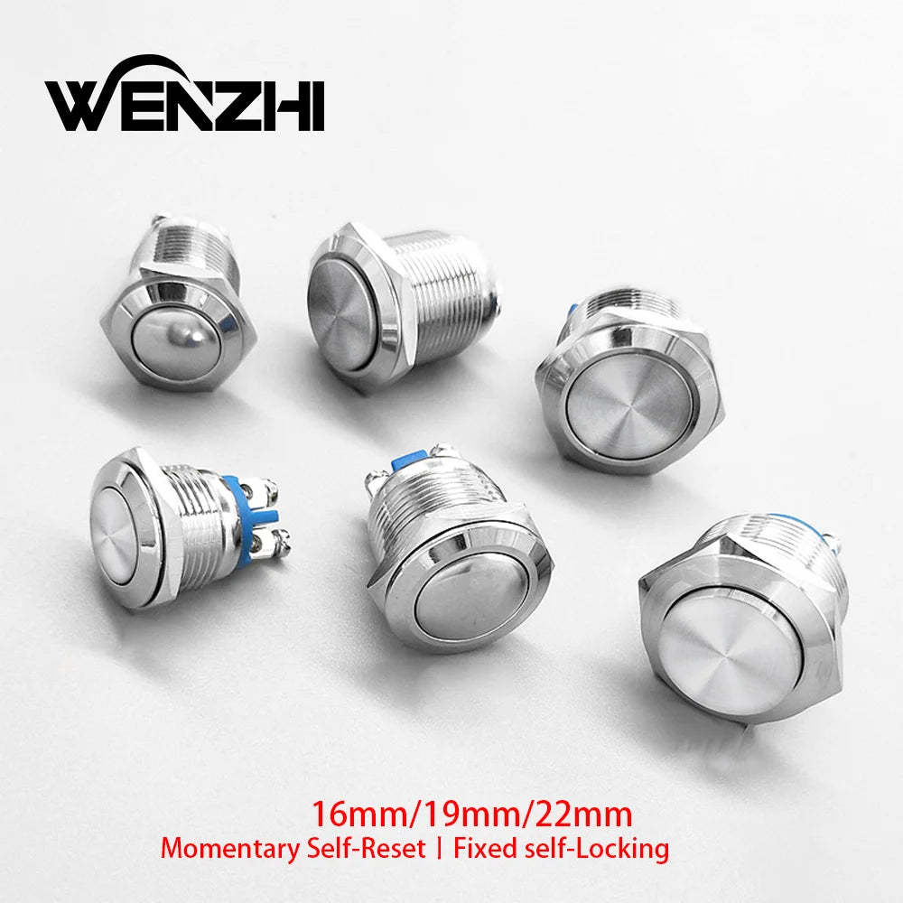 Momentary Push Button Start Stop Power Switch Metal Without Fixation Backlit Connected Electrical On Off High Flat Ball Round Zpaxo