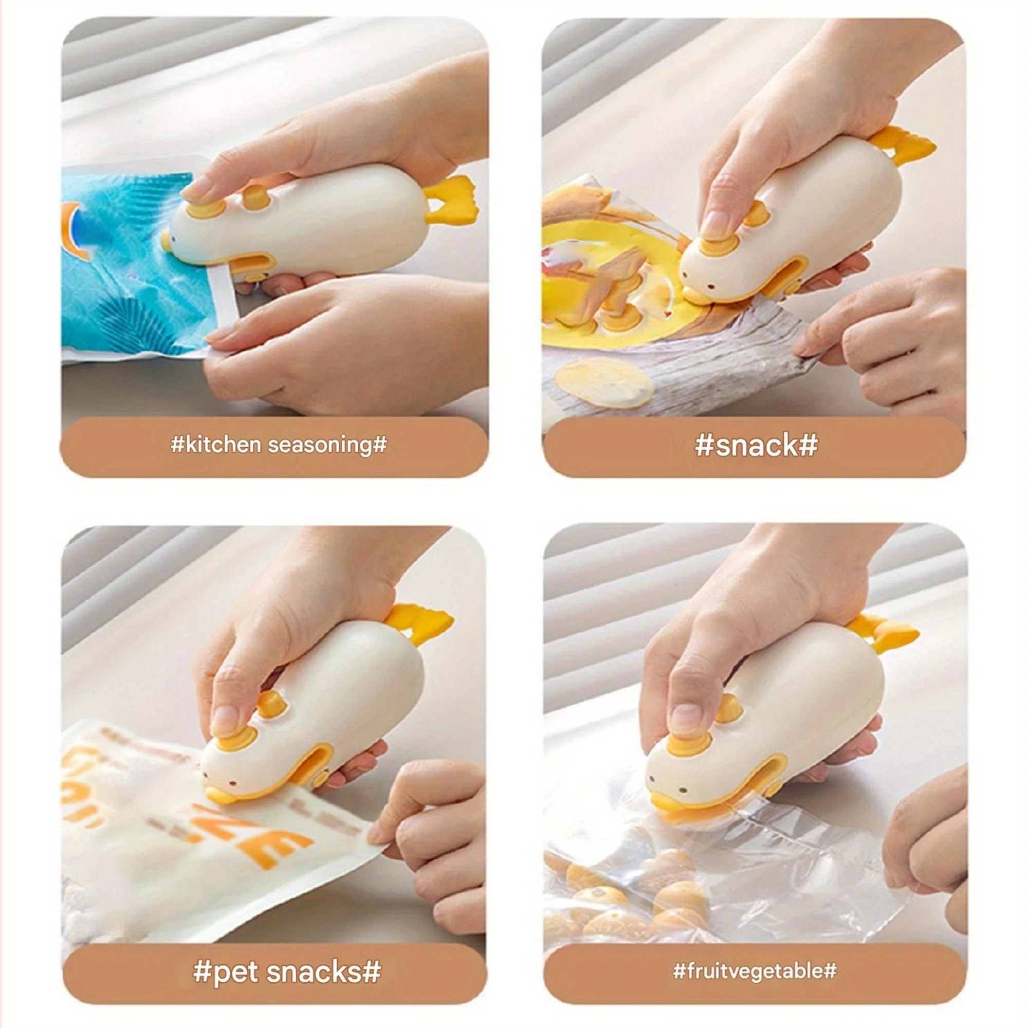 1 Mini Cute Duck Vacuum Rechargeable Bag Sealer Freshness Portable