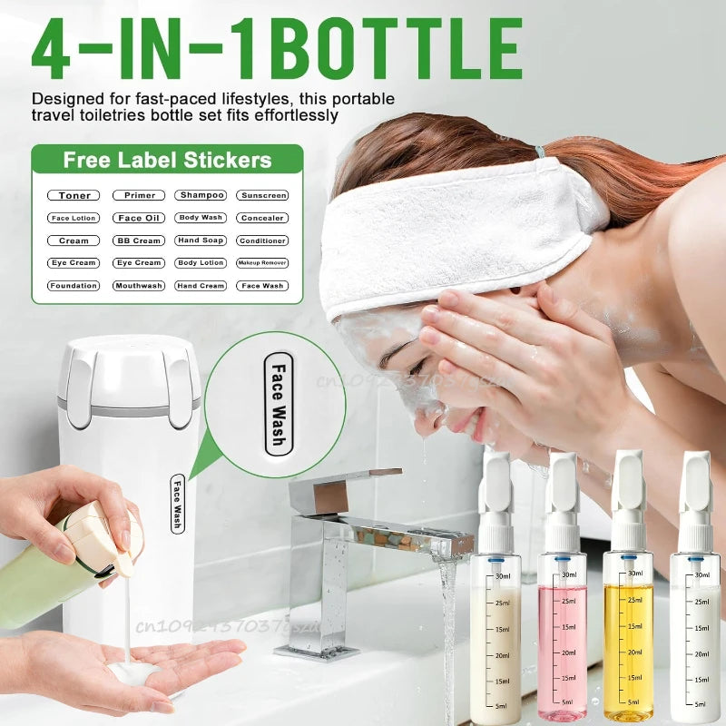 4 in 1 Travel Dispenser Portable Travel Bottles Leak Proof Leakproof Travel Container for Perfume Shampoo Conditioner Lotion Zpaxo