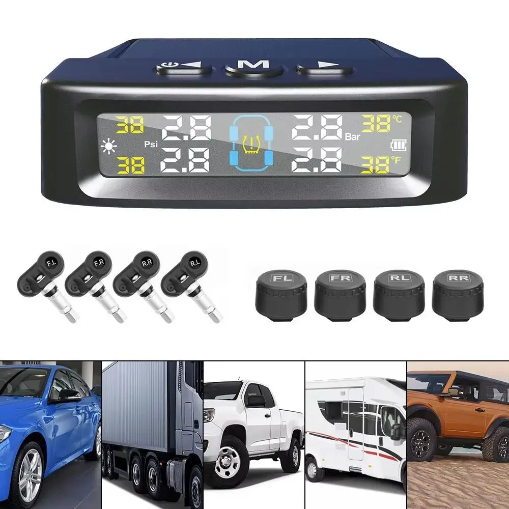 Wireless Car Tire Pressure Monitor Solar USB Powered Digital Display Zpaxo