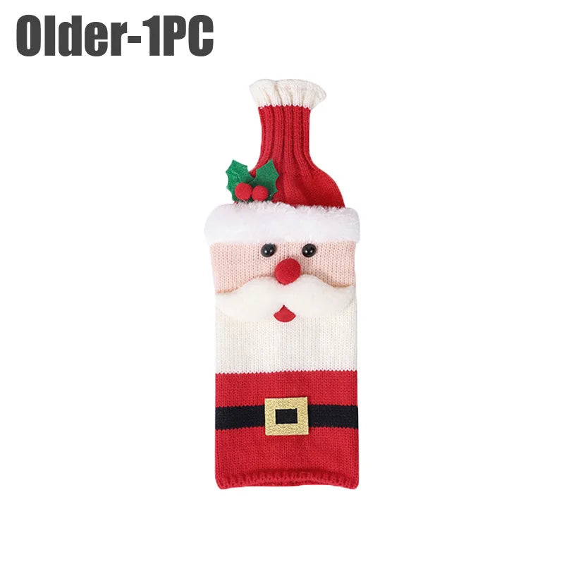 1 3 5 Knitted Wine Bottle Cozy Christmas Themed Decor Champagne