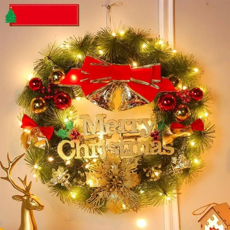 Christmas Wreath Merry Front Door Ornament Wall Artificial Pine