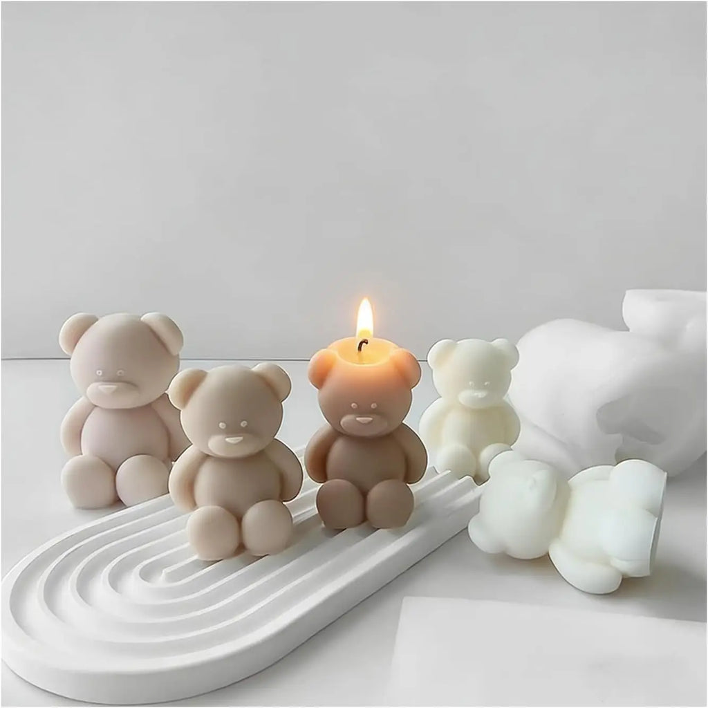 3D Bear Candle Silicone Mold DIY Heart Rose Cartoon Bear Aromatherapy Soap Gypsum Wax Clay Craft Ornament Making Gift Home Decor Zpaxo