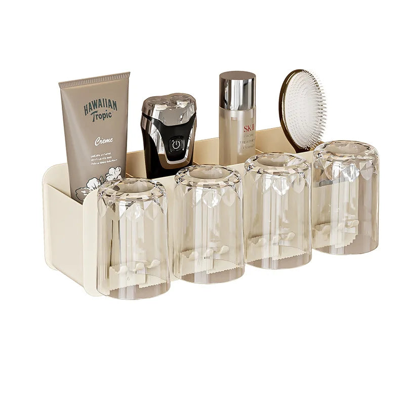Punch-free Electric Toothbrush Box Toothpaste Squeezer Toothbrush Holder Anti Dust Air Dry Side Shelf for Small Toiletries Zpaxo