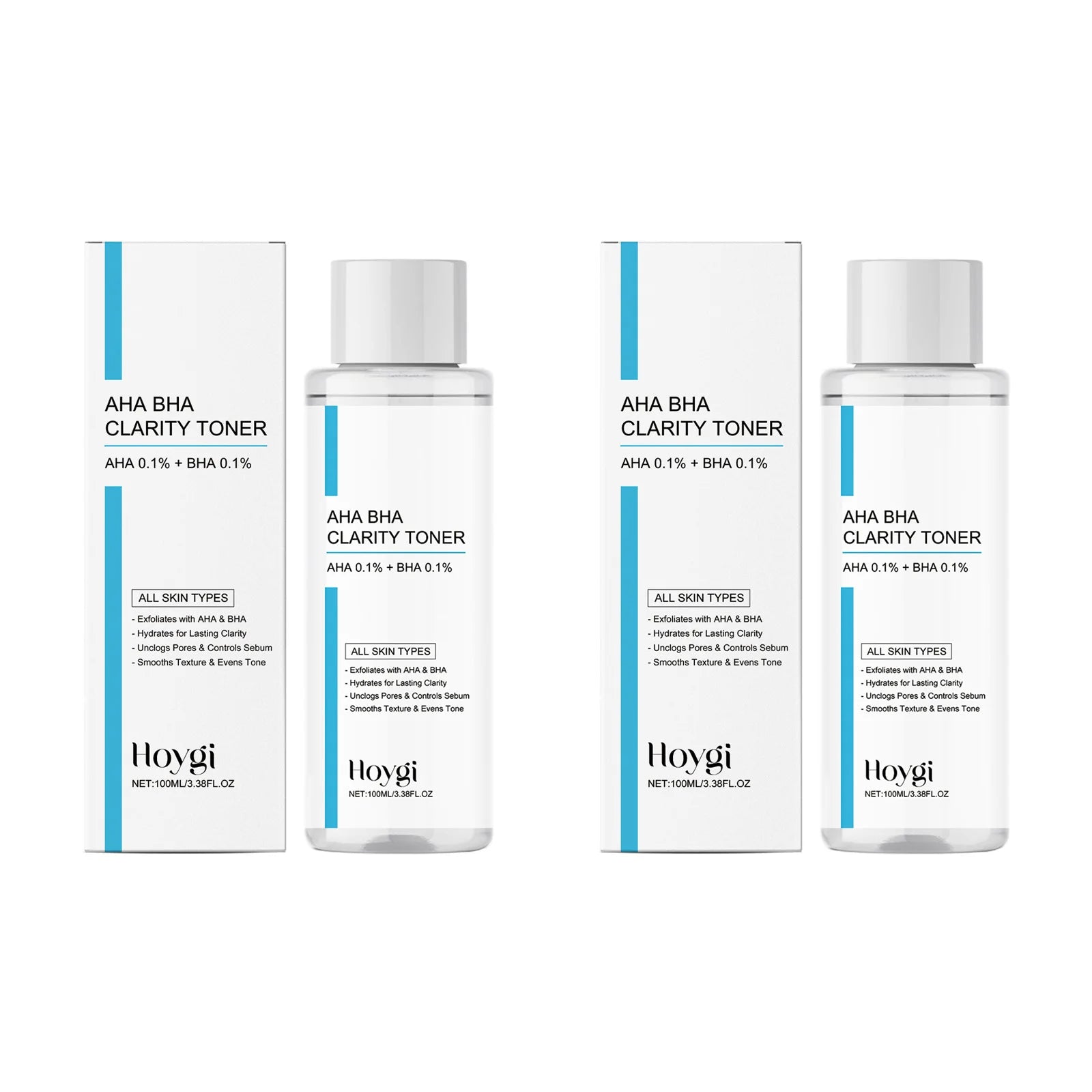 Hoygi AHA BHA Exfoliating Toner – Pore Refining Oily Skin Care Exfoliating Facial Toner Zpaxo 2 x 100ml Boxed