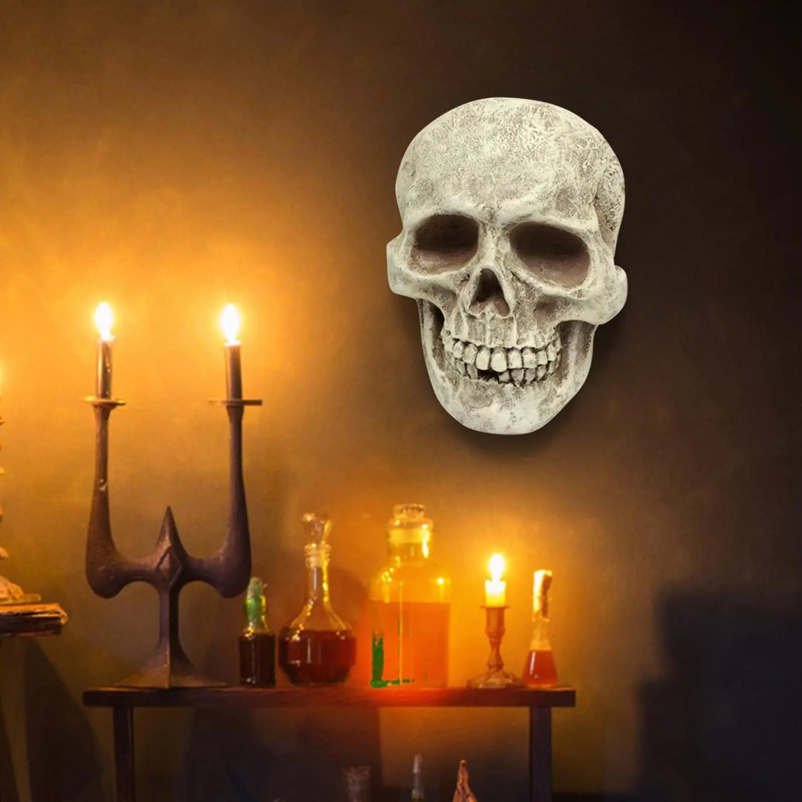 Halloween Skull Decor Resin Decorative Realistic Gothic Statue Human
