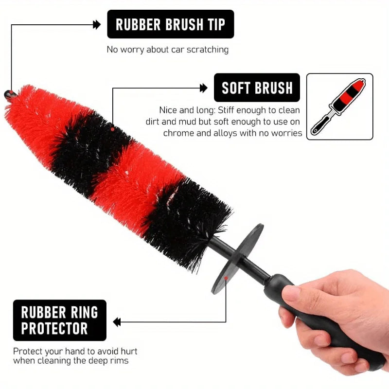uto Wheel Long Soft Cleaning Brush Car Wheel Brush Rim Tire Detailing Brush Car cleaning for Wheels Rims Exhaust Vehicle Engine Zpaxo