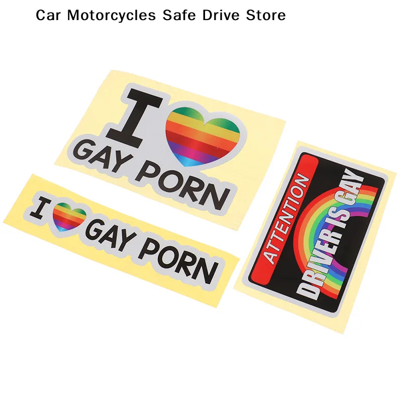 I Love Gay Porn Rainbow Car Stickers Creative LGBT Waterproof Truck