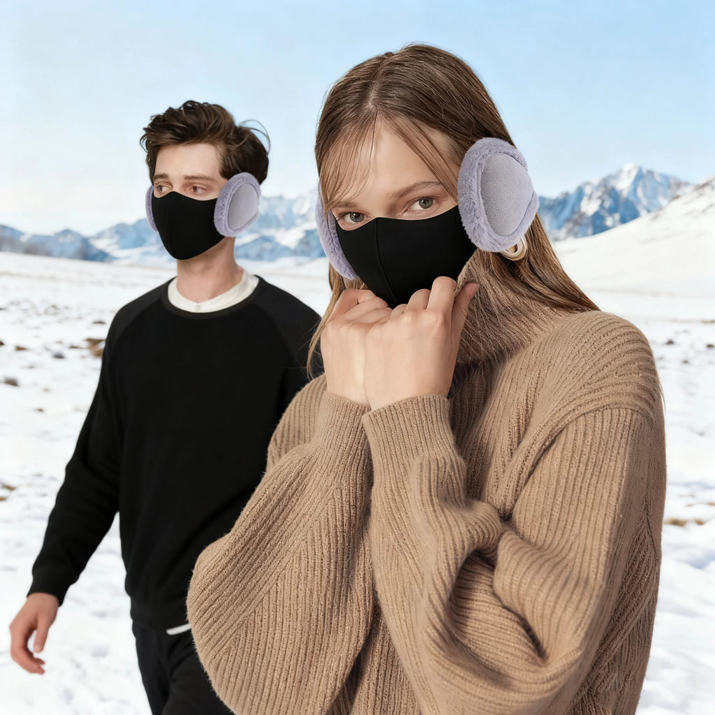 Pearl Faux Fur Ear Muffs & Mask Set – Unisex Winter Warmth