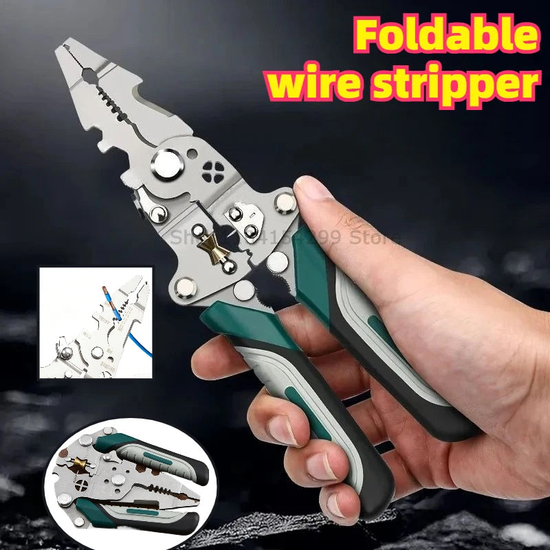All in One Wire Cutter Foldable Wire Stripper Pulley Design Multi-function Electrician Wire Splitter Heavy Duty Electrical Plier Zpaxo