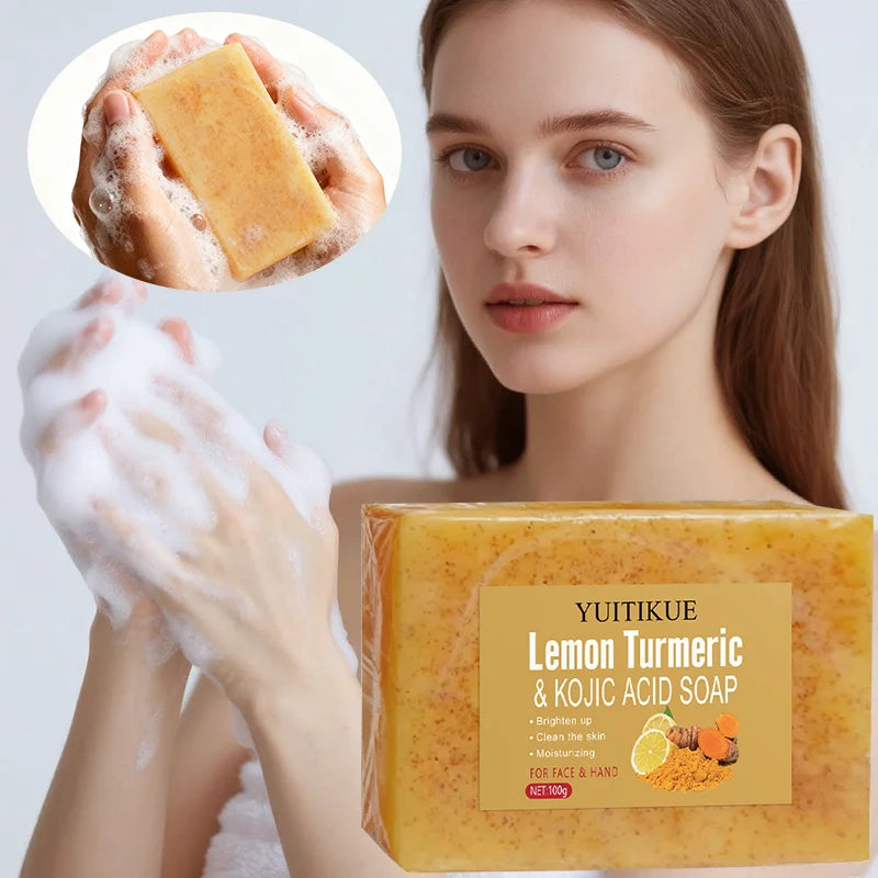 Lemon Turmeric Kojic Acid Brightening Soap 100g – All Skin Types Brightening Bar Soap Zpaxo