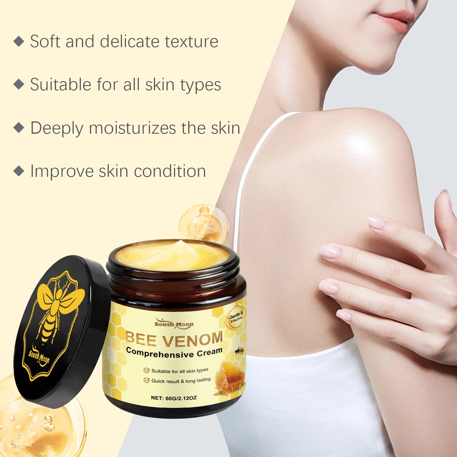 South Moon Bee Venom Moisturizing Cream – Face & Body 60g Moisturizing Body Cream Zpaxo