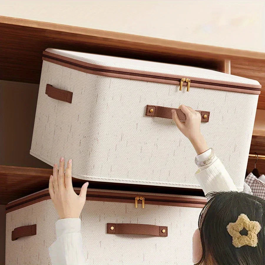 Linen Zipper Storage Boxes – Non-Woven Fabric Closet Organizer Fabric Storage Bins Zpaxo