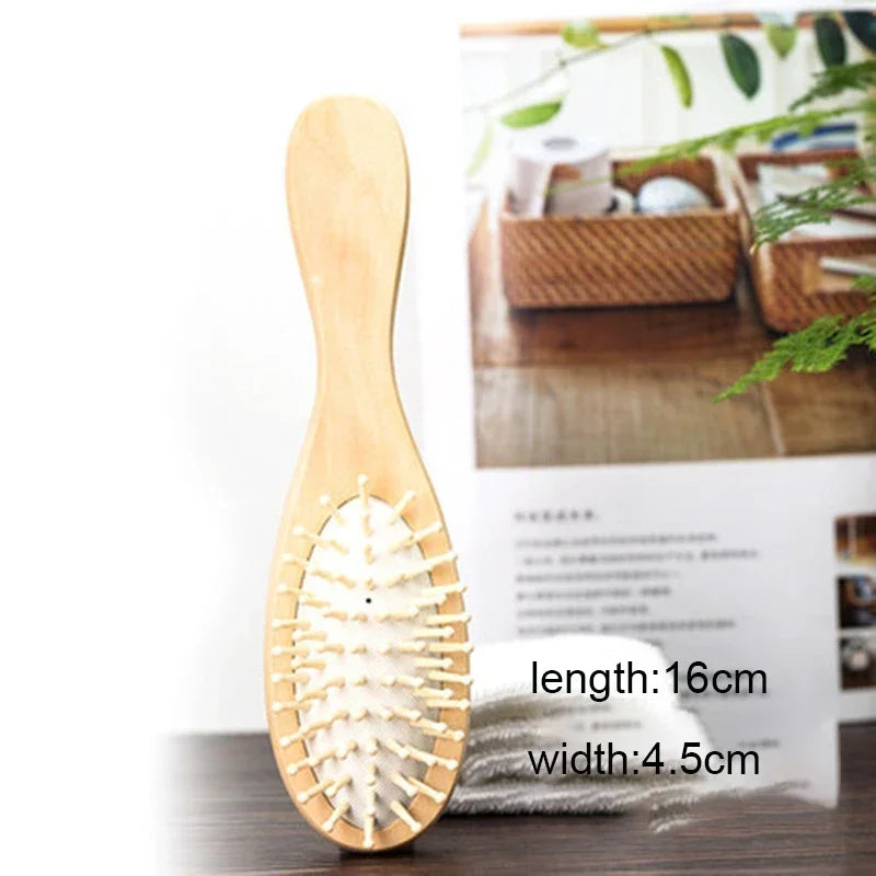 Wood Comb Professional Healthy Paddle Cushion Hair Loss Massage Brush Hairbrush Comb Scalp Hair Care Healthy bamboo comb Zpaxo Small