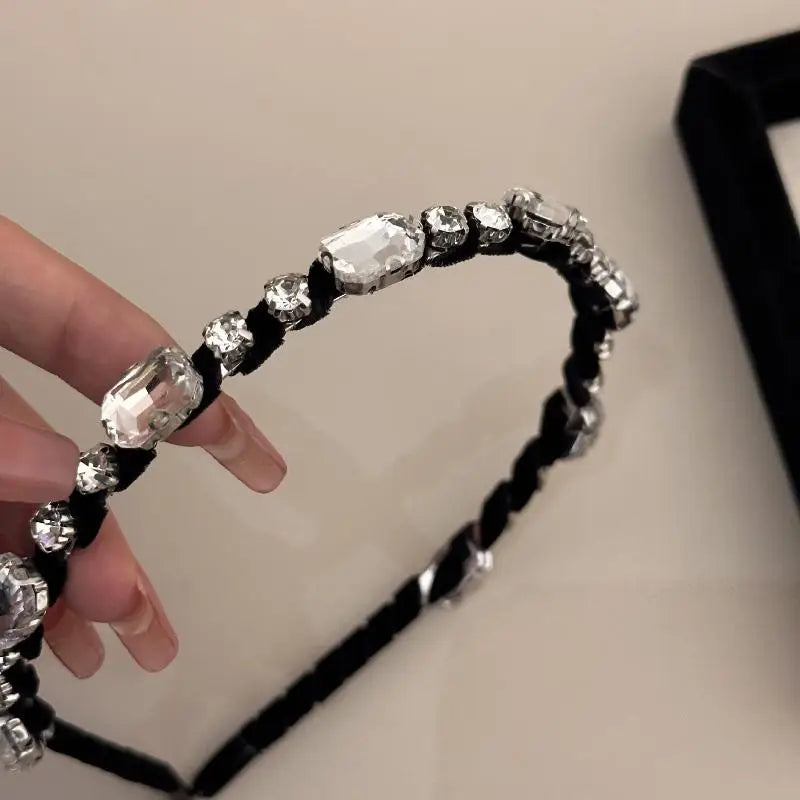 Velvet Rhinestone Headband for Women – Luxury Hair Hoop
