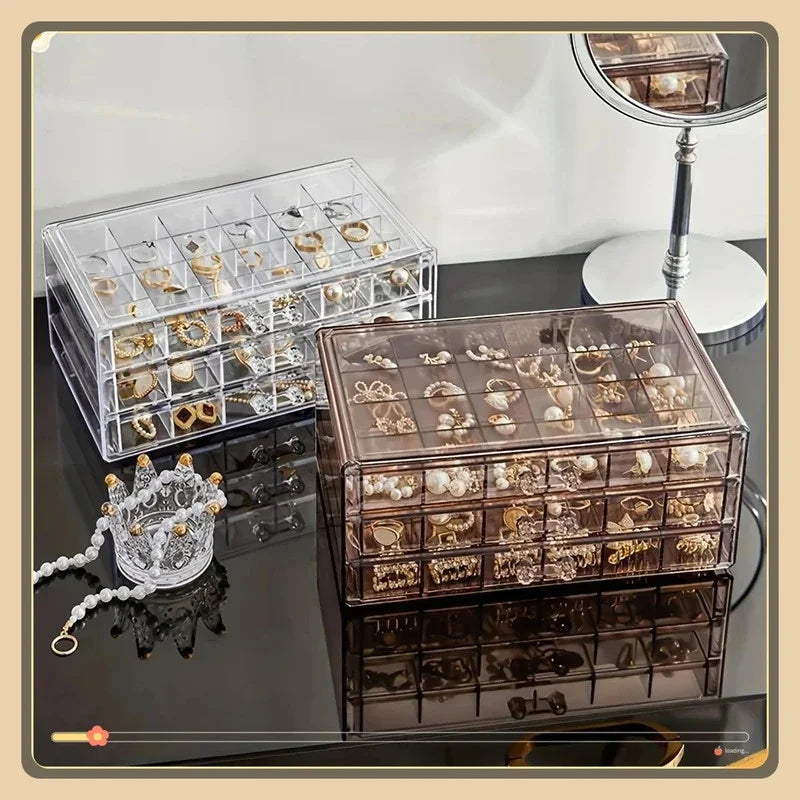 Large Capacity Jewelry Storage Display 72 Grid 3-Layer Organizer