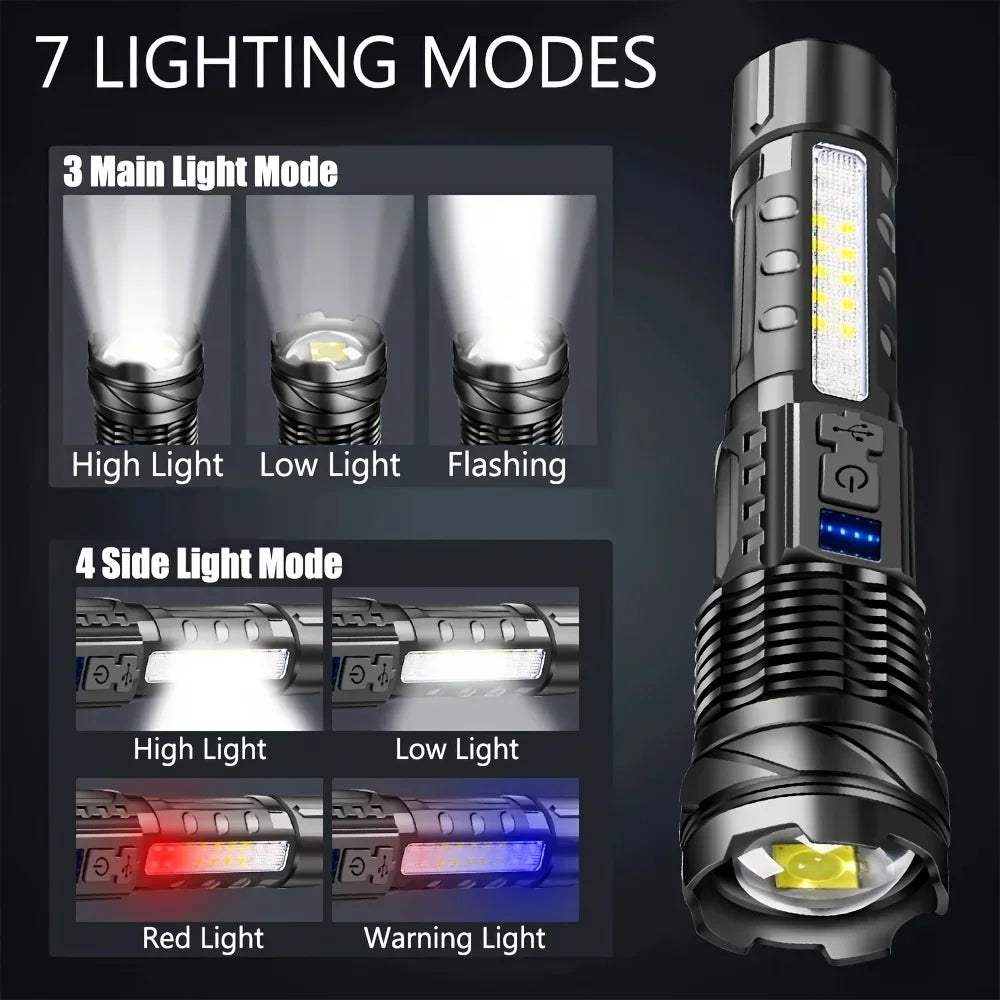 2-Pack Rechargeable Tactical LED Flashlight – Zoomable 2300 Lm