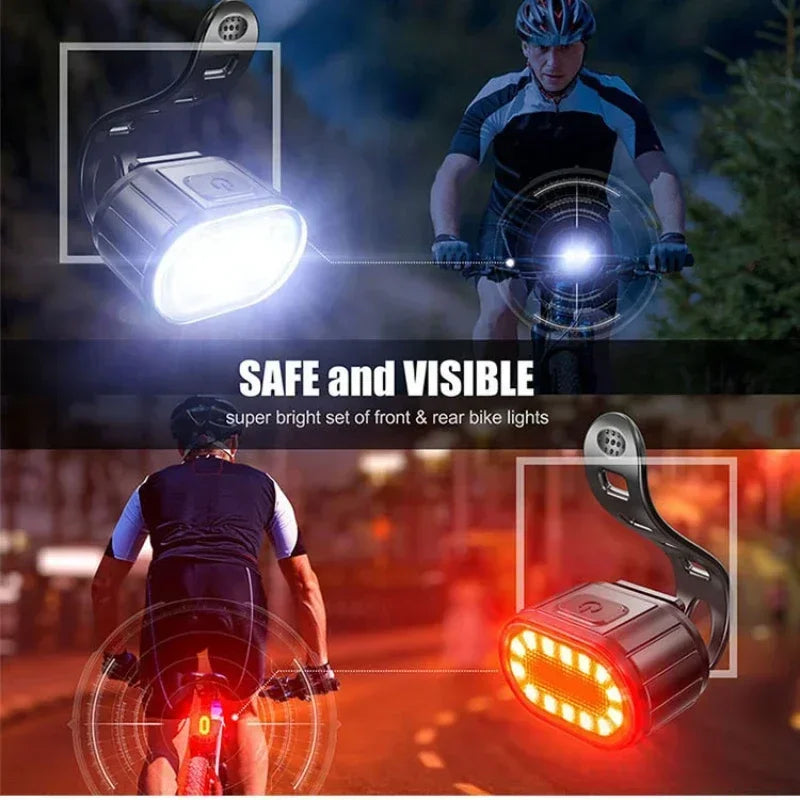 USB Rechargeable Bike Light Set – Front & Rear, 4 Modes