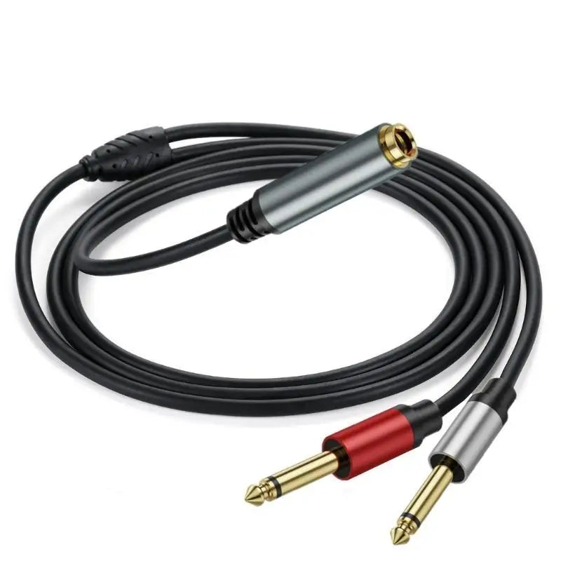 652F Professional Female Two 1 4 Mono Male Speaker Splitter Cable Zpaxo
