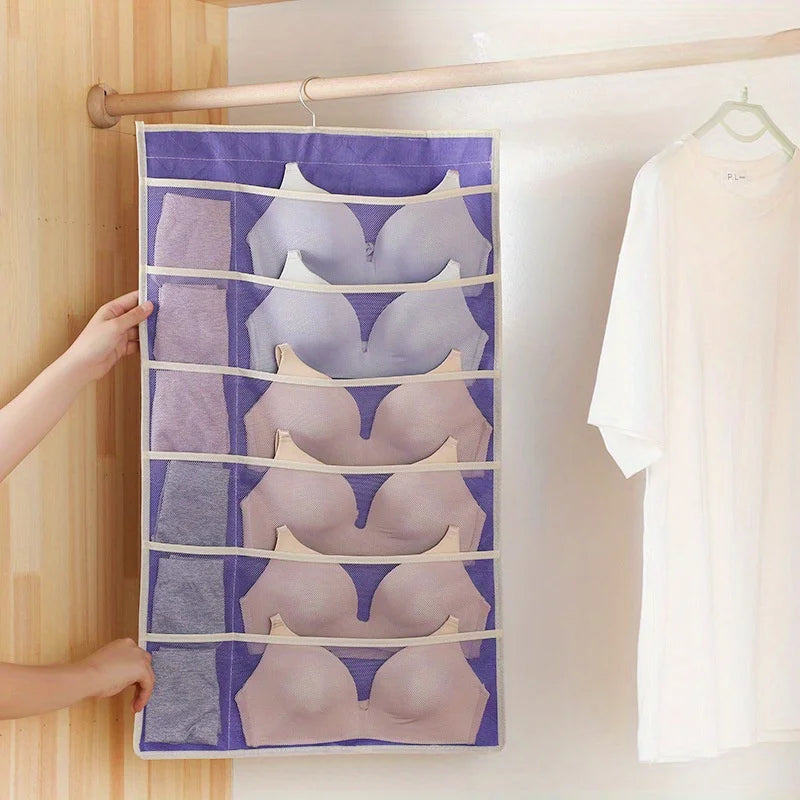 Double Sides Underwear Storage Hanging Bag Dormitory Home Wardrobe Hanging Wall Foldable Bag Underpants Socks Organizer Zpaxo