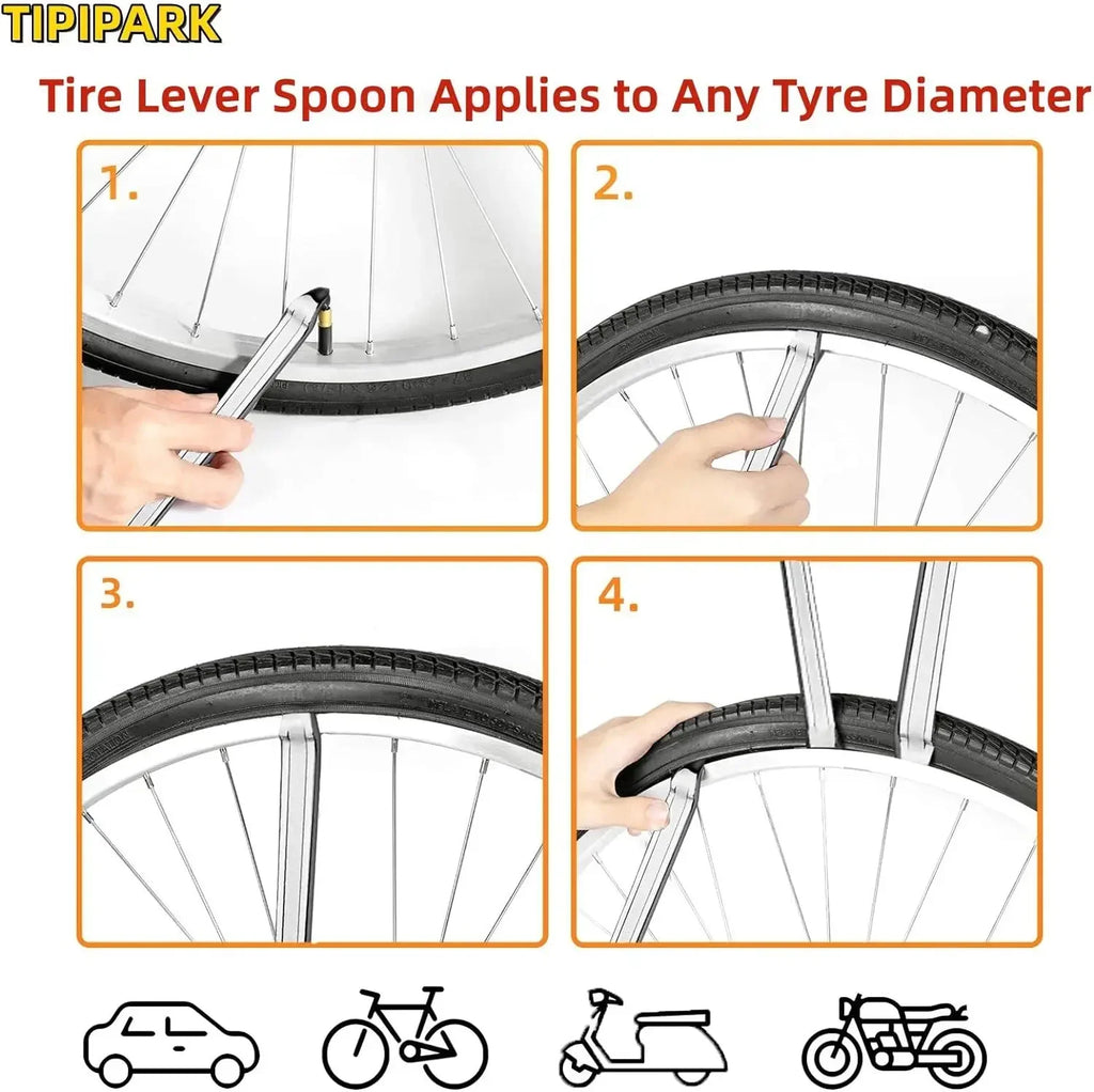 3-Piece Steel Tire Iron Spoon Lever Set – Car, Motorcycle & Bike