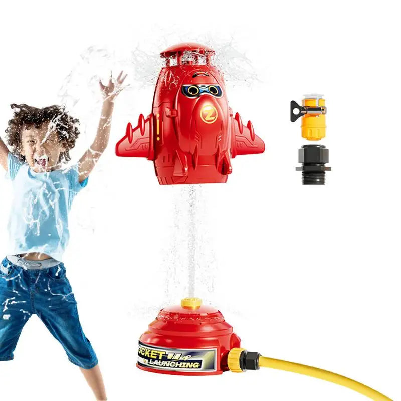 Space Rocket Sprinkler Cute Yard Outside 360 Rotating Shape Zpaxo