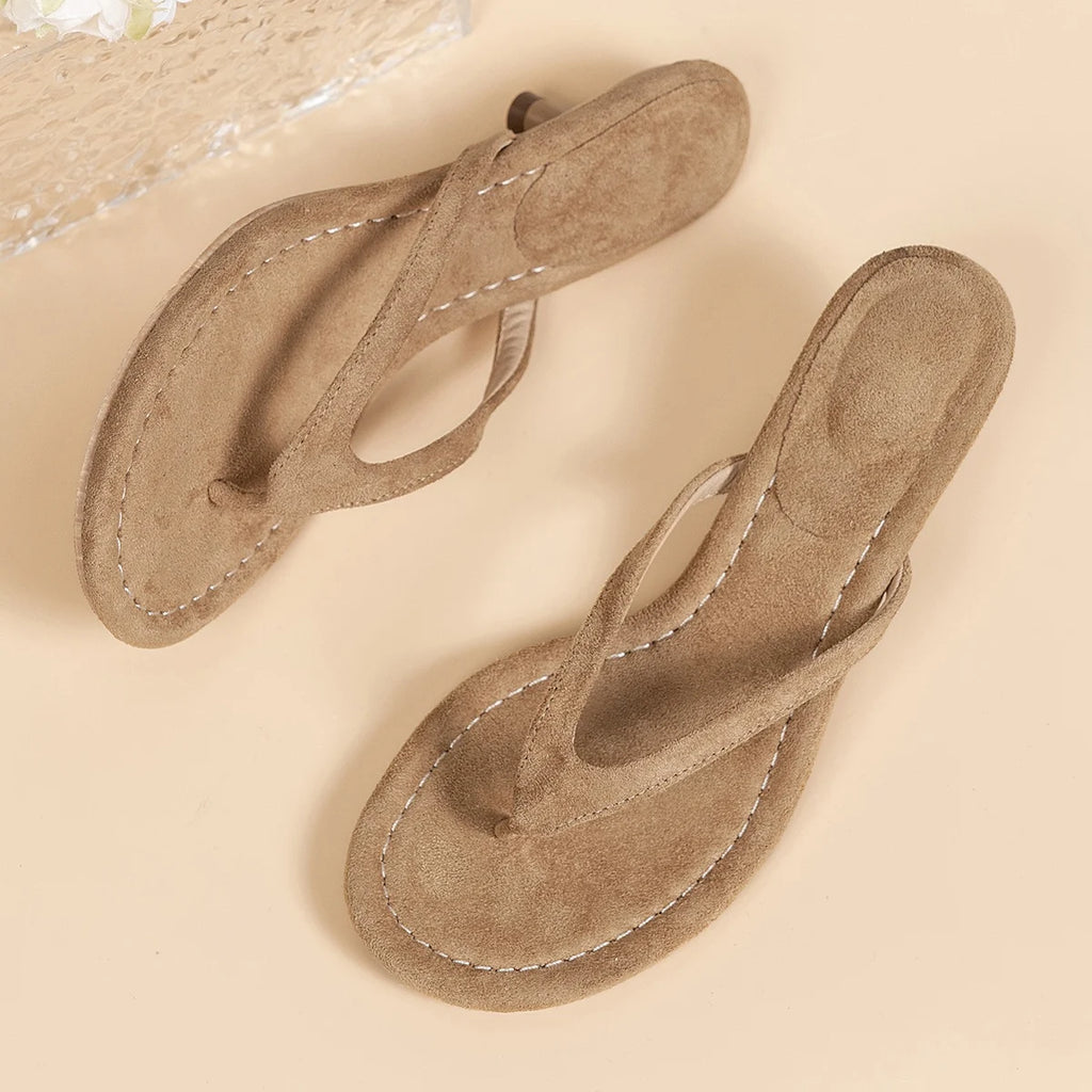 Fashion Women High Heel Slippers Summer Slip on Elegant Low Heel Shoes for Wedding Party Comfortable Non-slip Women's Slippers Zpaxo photo color 38
