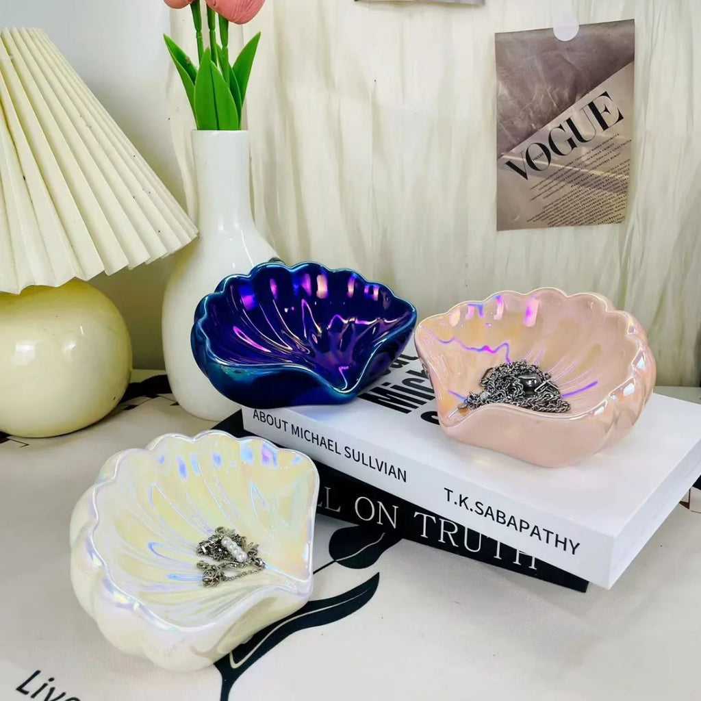 Pearl Shell Ceramic Night Light – Bedside Lamp | Girl's Room Décor
